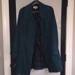 XL teal trenchcoat